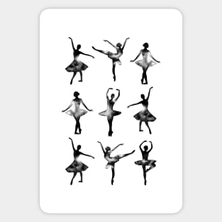 Watercolor Ballerinas (Black) Sticker